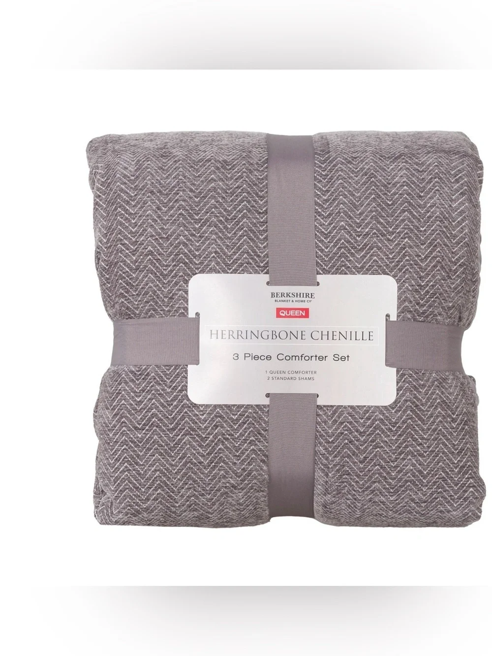 Berkshire Charcoal Herringbone Chenille 3-Piece Comforter Set
